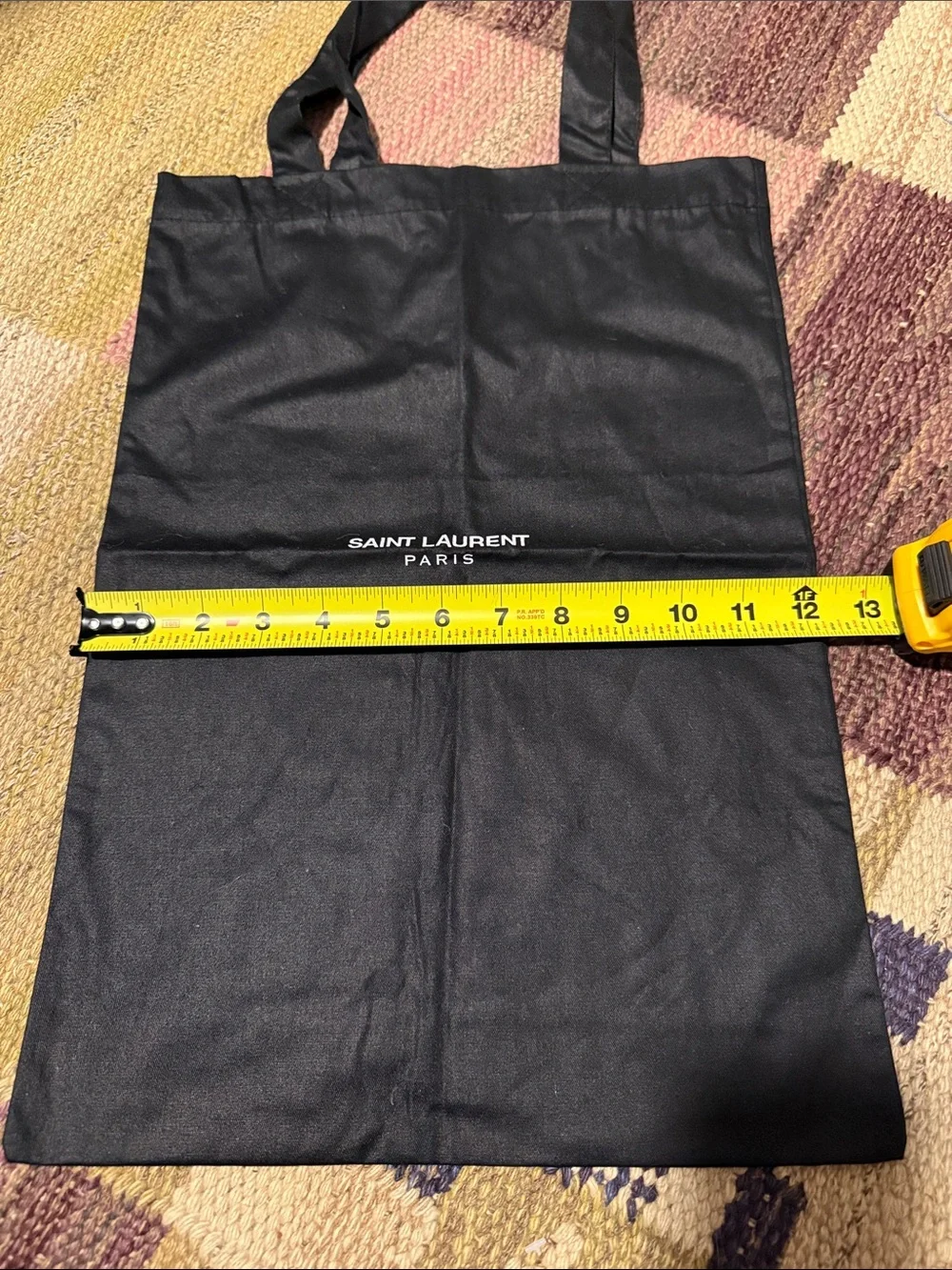 Saint Laurent Black Nylon Shopper Tote with White Logo